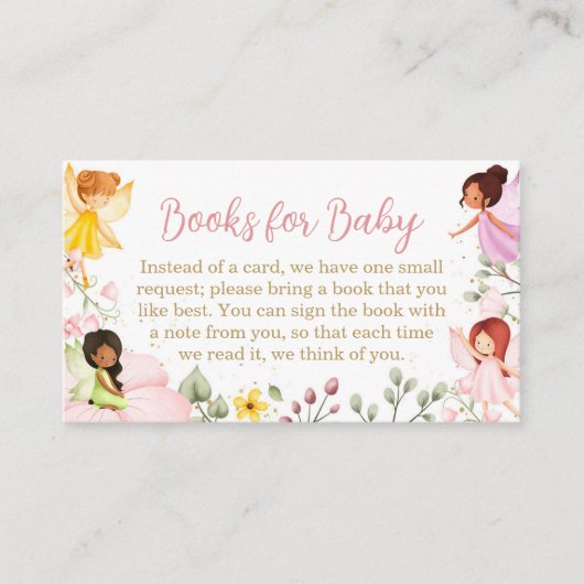 魔法の妖精フローラ赤ちゃんシャワー本ベビー エンクロージャーカード (正面)