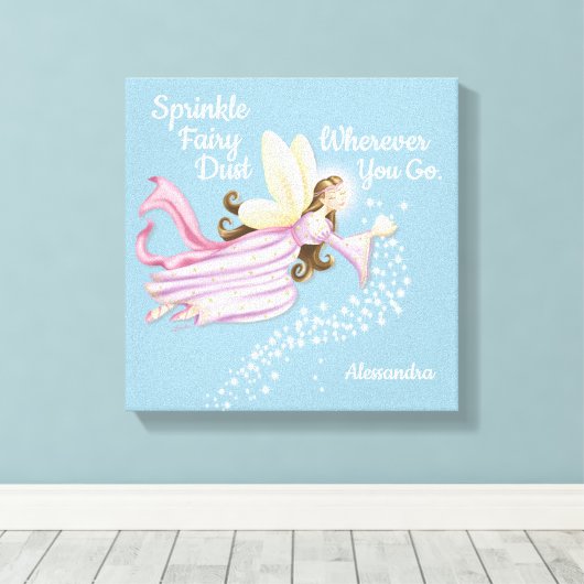 魔法の妖精ブルーキャンバス キャンバスプリント (インサイチュ (ウッドフロア))
