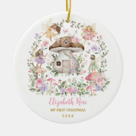 魔法の妖精プリンセスガールベビー1stクリスマス セラミックオーナメント