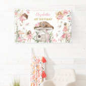 魔法の妖精プリンセスピンクフラワーガール誕生日 横断幕 (インサイチュ)