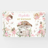 魔法の妖精プリンセスピンクフラワーガール誕生日 横断幕 (横)