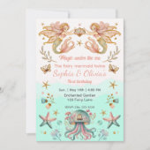 魔法の妖精メルメイドツインズガールバースデーパーティー 招待状 (正面)