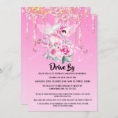 魔法の妖精ユニコーン蝶の翼グリッターバラ 招待状 (正面/裏面)