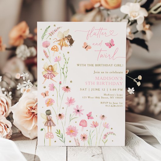 魔法の妖精庭園の花の誕生日 招待状