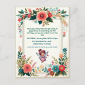 魔法の妖精庭園の誕生日パーティー招待状 ポストカード (正面)