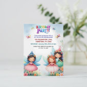 魔法の妖精庭園の誕生日パーティー招待状 ポストカード (スタンド正面)