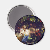 魔法の妖精絵画のファンタジー：妖精の木枯れ マグネット (正面/裏面)