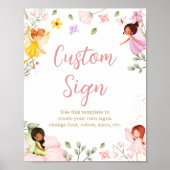 魔法の妖精誕生日ベビーシャワーカスタムサイン ポスター (正面)