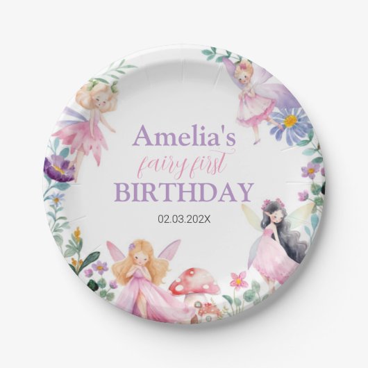 魔法の妖精誕生日ベビーシャワー ペーパープレート (正面)