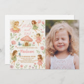 魔法の妖精誕生日招待状と写真 招待状 (正面/裏面)