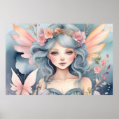 魔法の妖精 フラワル AI アート 水彩画 ポスター (正面)