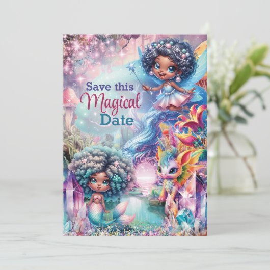 魔法の妖精 Save the Date カード (スタンド正面)