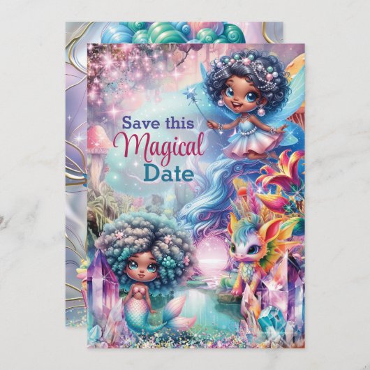 魔法の妖精 Save the Date カード (正面/裏面)