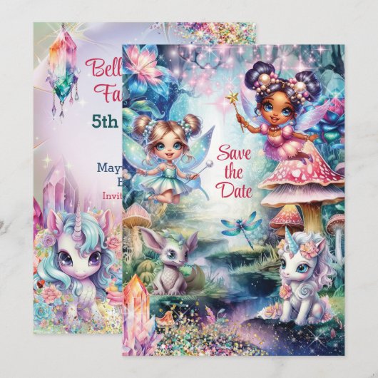 魔法の妖精 Save the Date カード (正面/裏面)