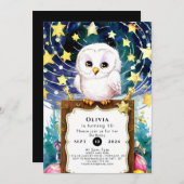 魔法の子供たちのフクロウの誕生日 招待状 (正面/裏面)