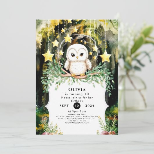 魔法の子供のフクロウ誕生日 招待状 (スタンド正面)