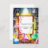 魔法の子供の化学科学者誕生日 サンキューカード (正面/裏面)