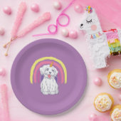 魔法の子犬のユニコーン虹 ペーパープレート (パーティー)