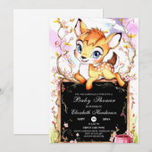 魔法の子鹿の赤ちゃんシャワー 招待状 (正面/裏面)