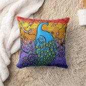 魔法の孔雀の装飾用クッション クッション (ブランケット)