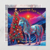魔法の季節がやってきた、ユニコーンのホリデーカード シーズンカード (正面/裏面)
