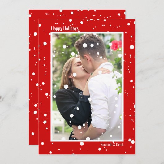 魔法の季節の雪のクリスマスグリーティングフォト シーズンカード (正面/裏面)