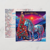 魔法の季節 ユニコーン フラット ホリデー シーズンカード (正面/裏面)