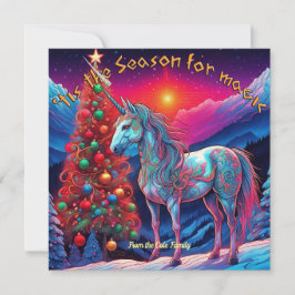 魔法の季節 ユニコーン フラット ホリデー シーズンカード