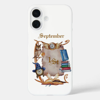 魔法の学校に戻る水色 iPhone 16ケース