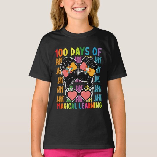 魔法の学習100日間のメッシー・バン・スクール Tシャツ (正面)