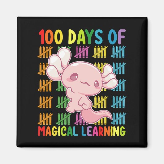 魔法の学習 ウーパールーパー学校 100日 マグネット (正面)
