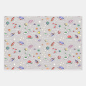 魔法の宇宙グレー ラッピングペーパーシート (正面)