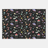 魔法の宇宙ブラック ラッピングペーパーシート (正面)