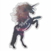 魔法の宇宙ユニコーンとカスタマイズ可能な文字 シール (正面)