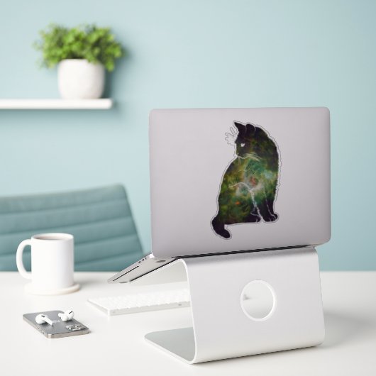 魔法の宇宙猫 シール (デスク上のノートパソコン)