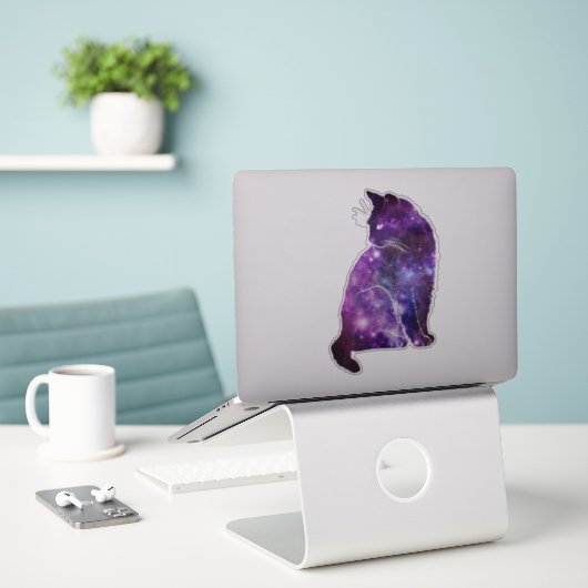 魔法の宇宙猫 シール (デスク上のノートパソコン)