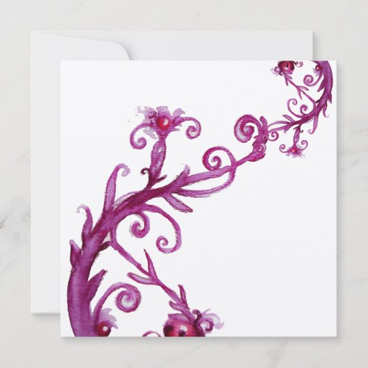 魔法の宝石、紫と白のメタリックゴールド 招待状 (正面)