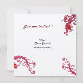 魔法の宝石、紫と白のメタリックゴールド 招待状 (裏面)