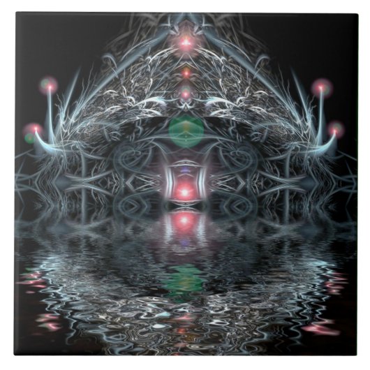 魔法の寺の幻想的な美術陶芸瓦 タイル (正面)