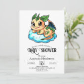 魔法の小さなデジタルドラゴンベビーシャワー 招待状 (スタンド正面)