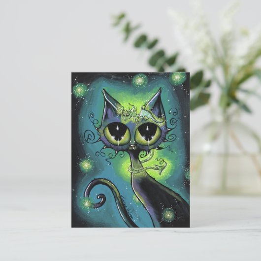 魔法の小さな友だちドラゴンと猫はがき ポストカード (スタンド正面)