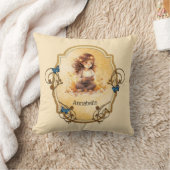 魔法の小さな女の子読は本だ クッション (ブランケット)