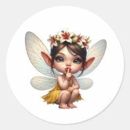 魔法の小さな妖精が身をかがめて ラウンドシール