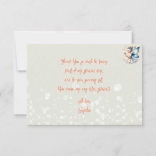 魔法の小さな妖精のシルエット 子供の誕生日 サンキューカード (正面)