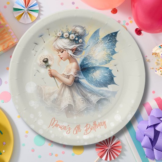 魔法の小さな妖精のシルエット 子供の誕生日 ペーパープレート
