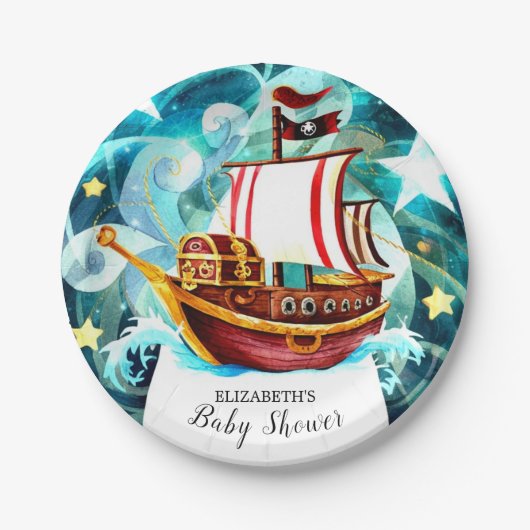 魔法の小さな海賊の赤ちゃんシャワー ペーパープレート (正面)
