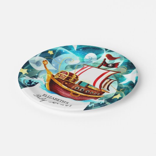 魔法の小さな海賊の赤ちゃんシャワー ペーパープレート (アングル)