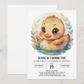 魔法の川のダックの誕生日 招待状 (正面/裏面)