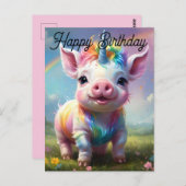 「魔法の巣穴：虹の一角豚」 ポストカード (正面/裏面)