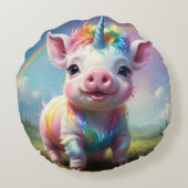 「魔法の巣穴：虹の一角豚」 ラウンドクッション (裏面)